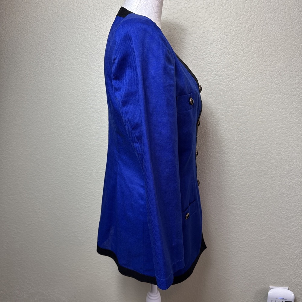 VTG‎ 80s De La Cuesta Royal Blue Power Skirt Suit Set Jacket S Skirt M View 3